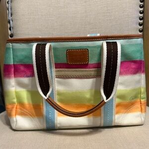 Vintage Coach Hampton Striped Watercolor Tote